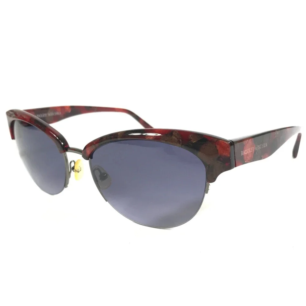 Badgley Mischka Sunglasses Bernadetta BUR Burgundy Cat Eye Frames w/ Gray Lenses